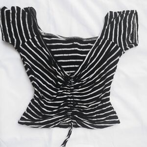 Black and White Striped Blouse